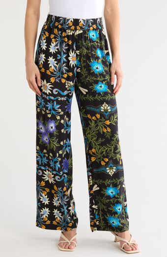 Floral Leaf Wide Leg Pants