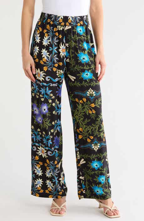Floral Leaf Wide Leg Pants