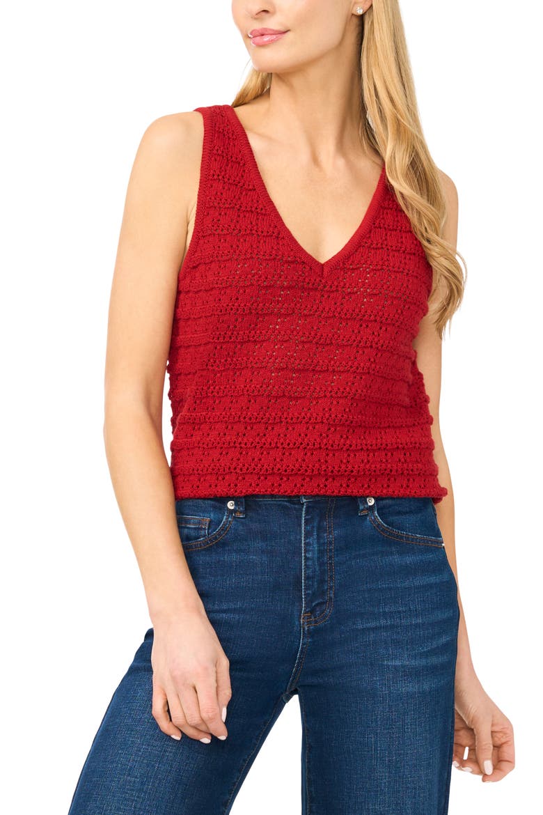 Openwork Sleeveless Sweater, Main, color, LAVA FALLS
