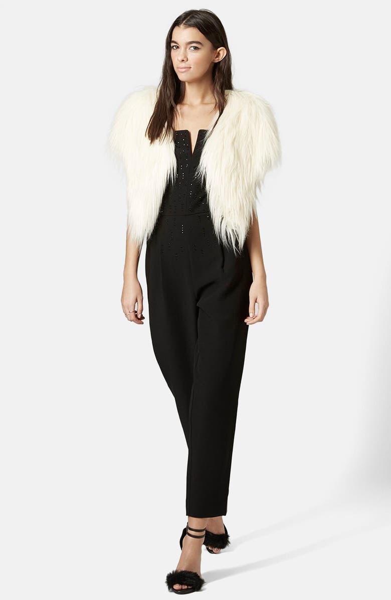 Topshop Embellished Bandeau Jumpsuit, Alternate, color, 