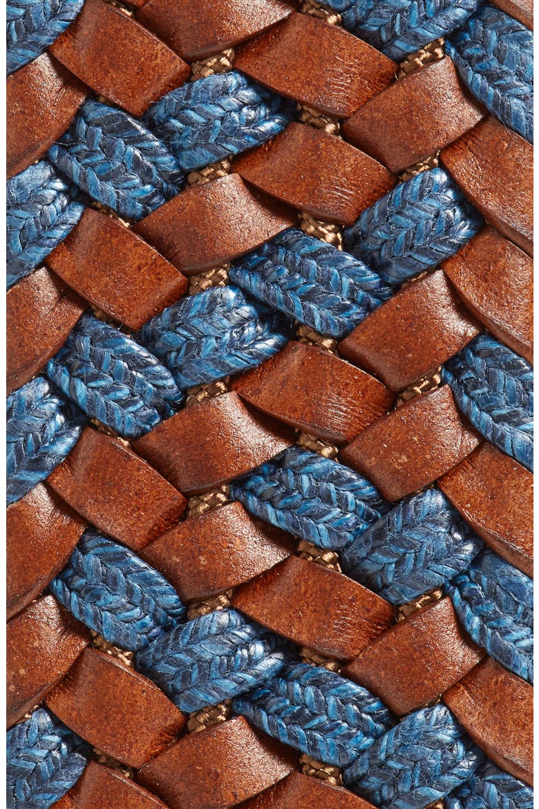 Braided Leather & Linen Belt, Alternate, color, COGNAC/ NAVY