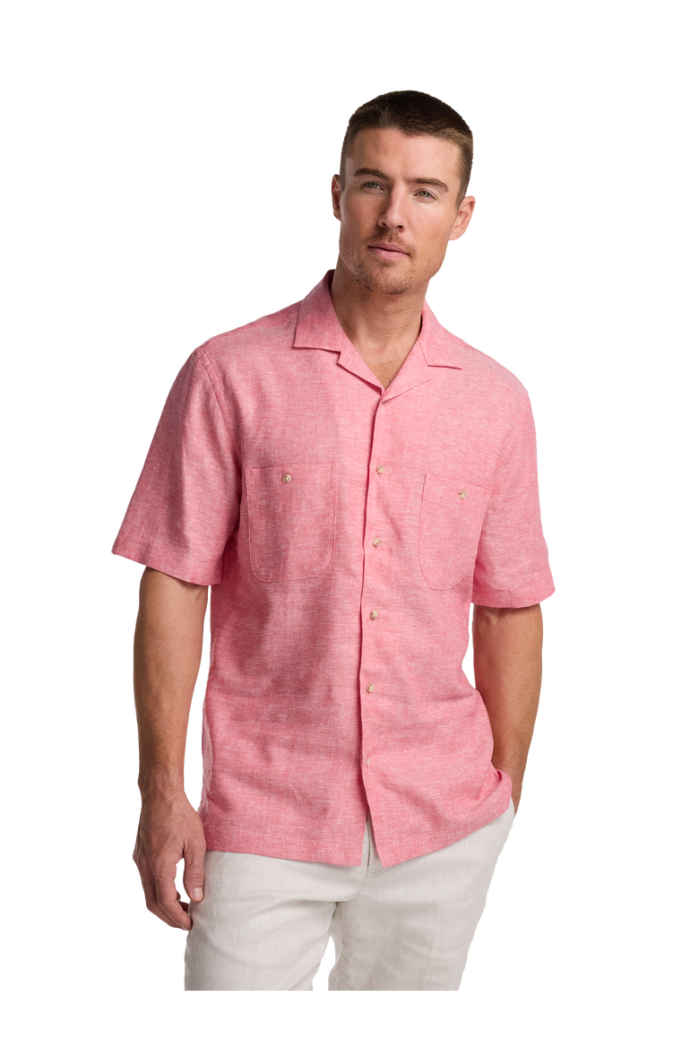 Linen Blend Solid Casual Shirt, Alternate, color, Light Red