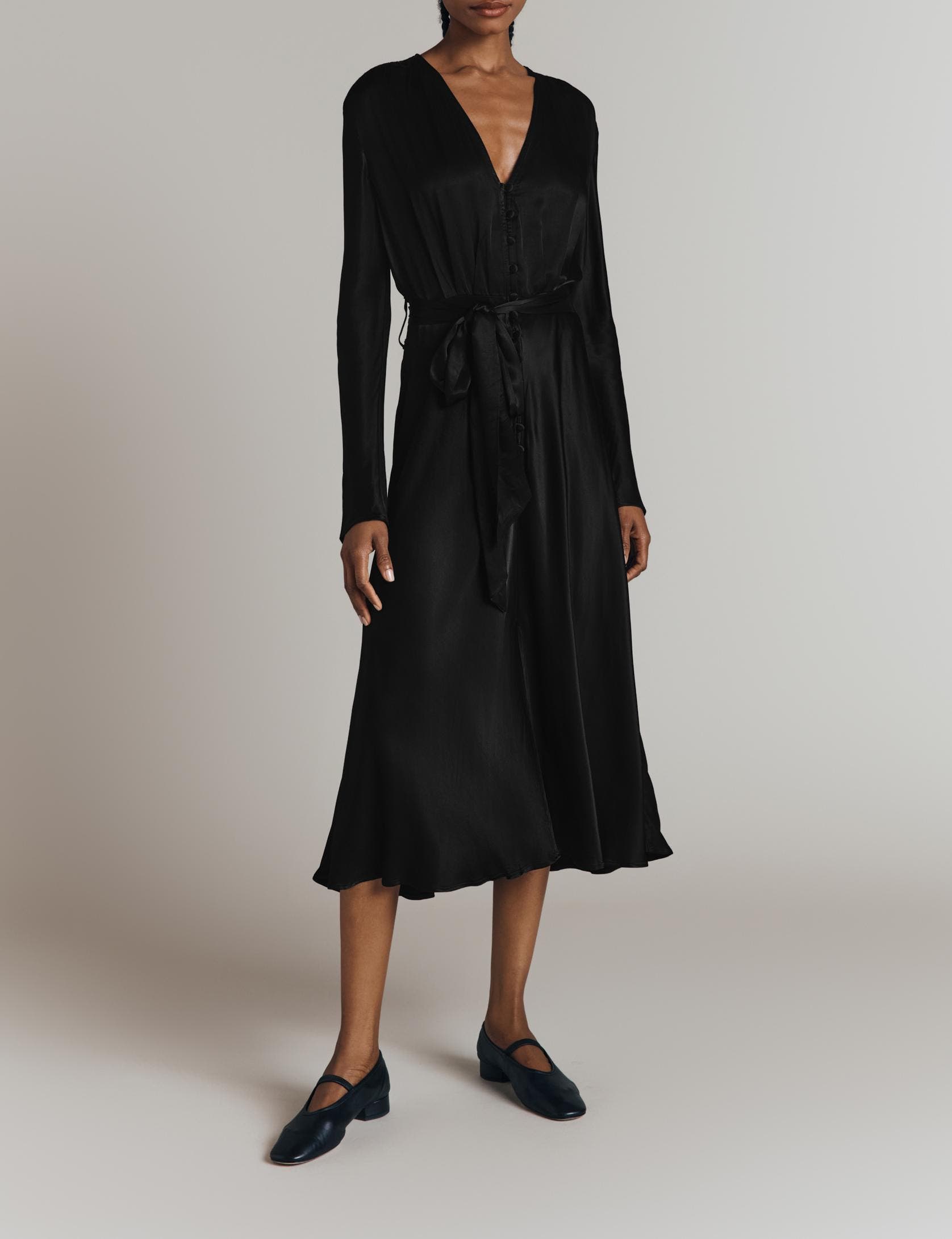 Ghost London Women's Meryl Satin Midi Dress - Black