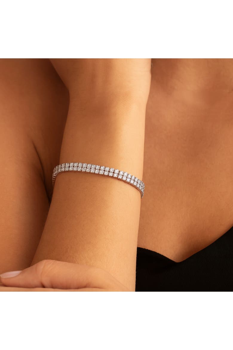 Two Row Crystal Tennis Bracelet, Alternate, color, Silver