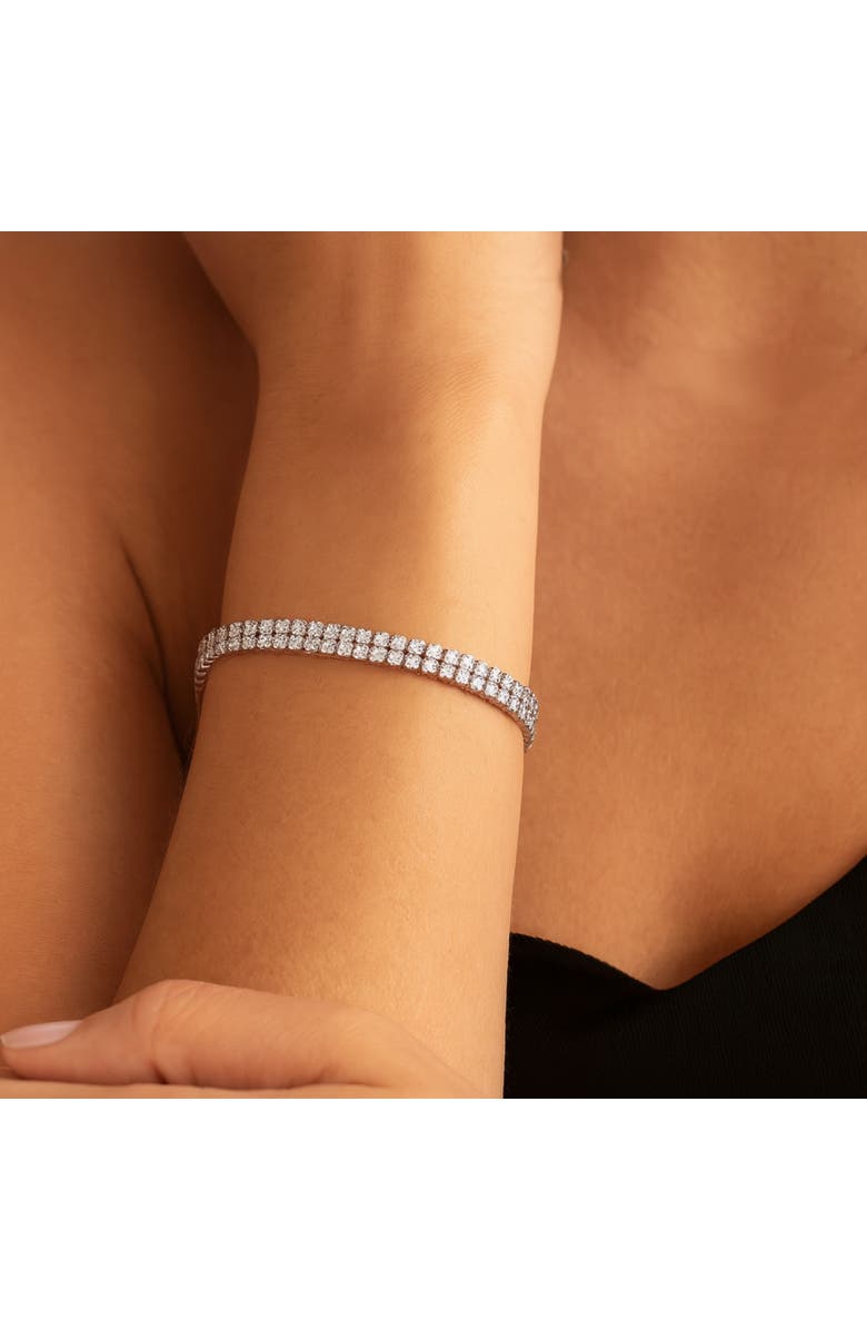 Donatello Gian Two Row Crystal Tennis Bracelet, Alternate, color, Silver