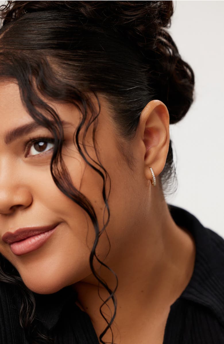 Ana Luisa Gold Huggie Hoop Earrings - Pave Huggie Hoops Medium, Alternate, color,