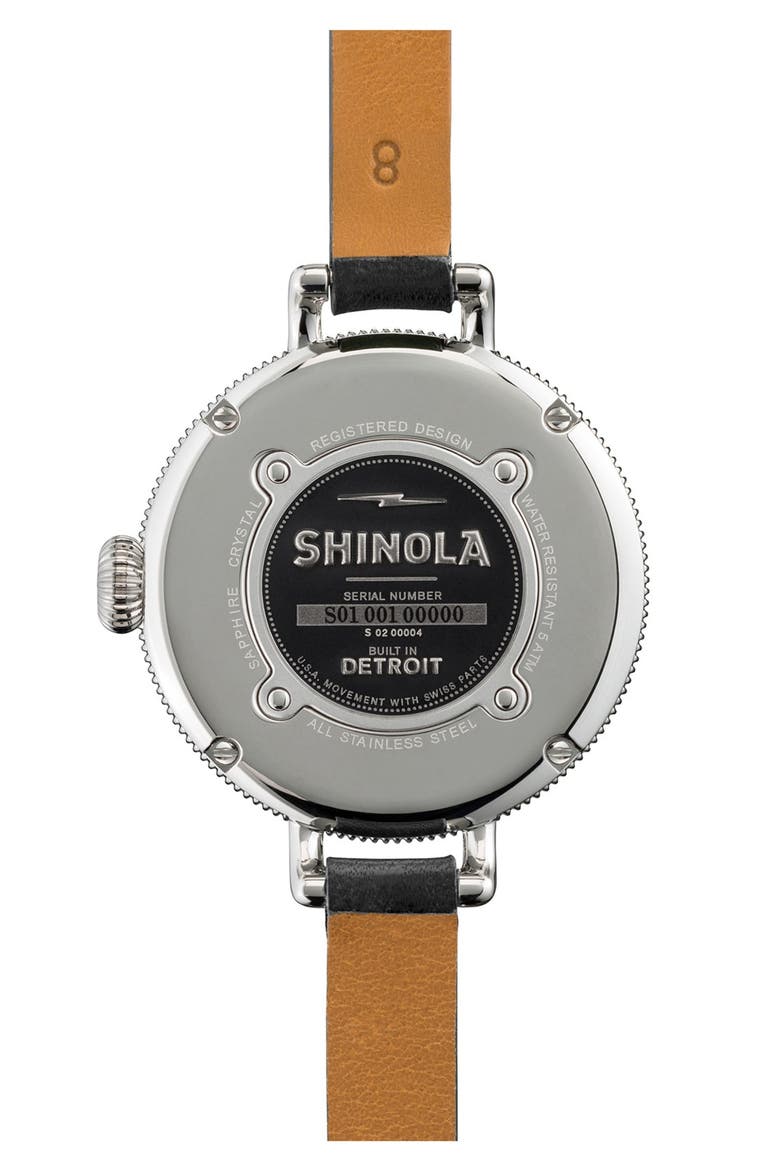 'The Birdy' Double Wrap Leather Strap Watch, 34mm, Alternate, color, SILVER