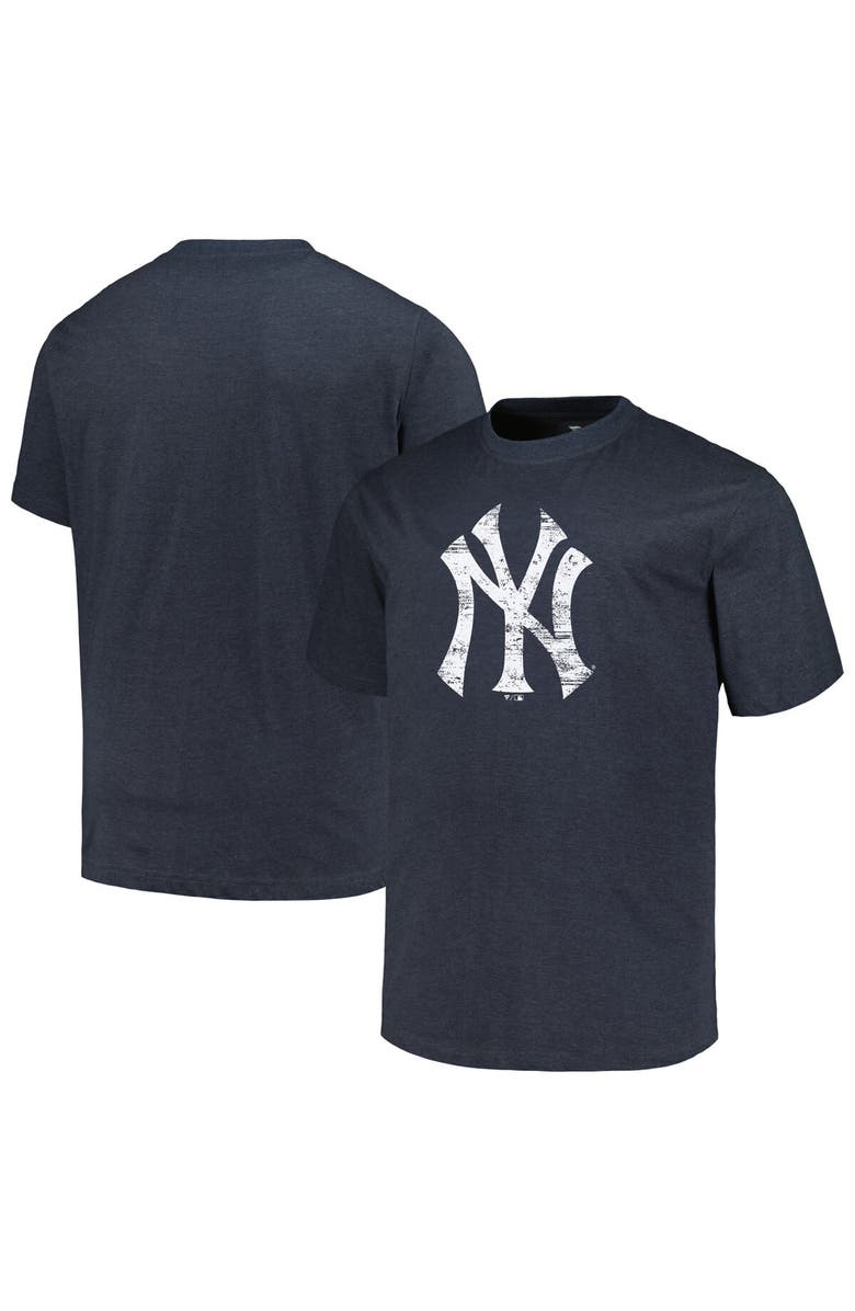 PROFILE Men's Profile Heather Navy New York Yankees Big & Tall Weathered Logo T-Shirt, Main, color, Heather Navy
