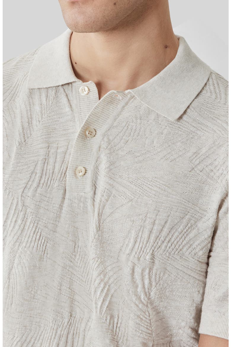Jorik Leaf Jacquard Polo Sweater, Alternate, color, MOONSTONE