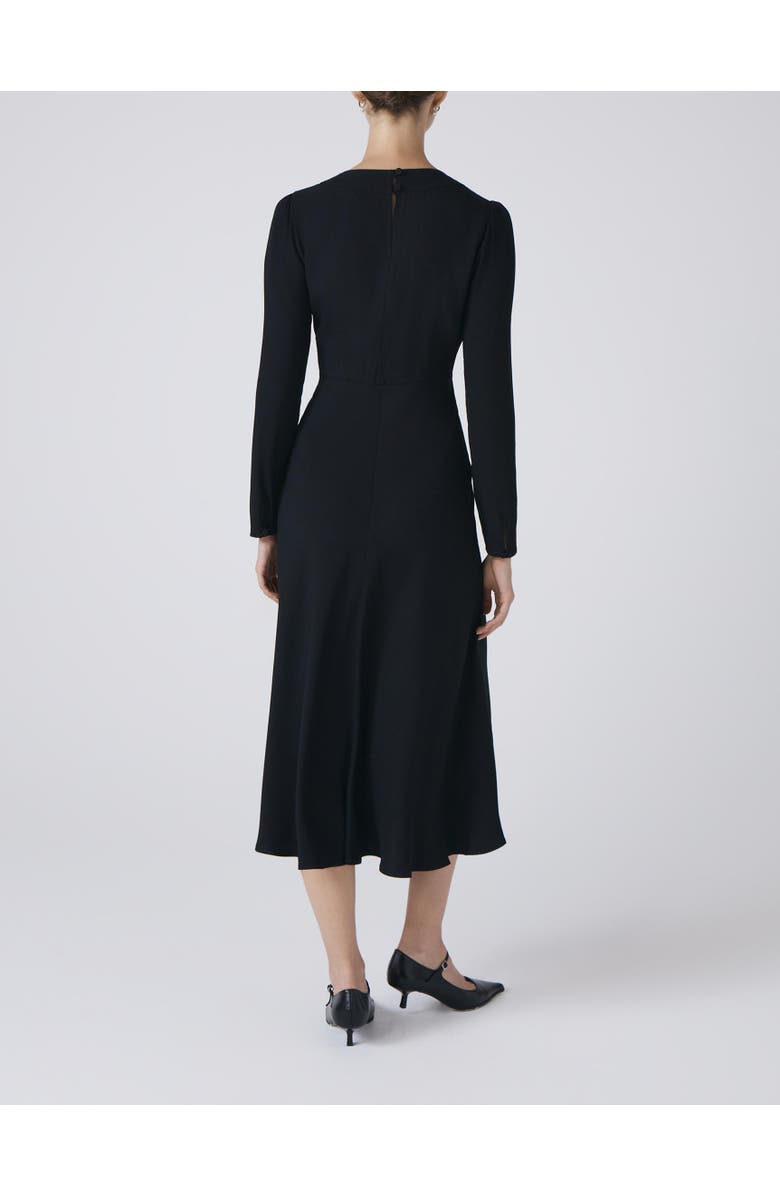 Ghost London Cora Crepe Tie Front Midi Dress, Alternate, color, Black