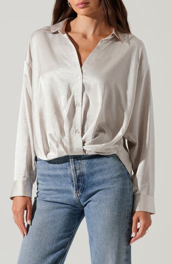 Astr The Label Corrine Button-up Shirt In Silver