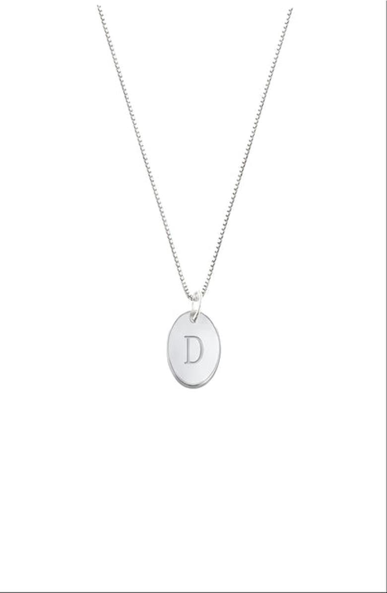 Oak & Luna Willow Initial Disc Necklace- Sterling Silver, Main, color, Letter D