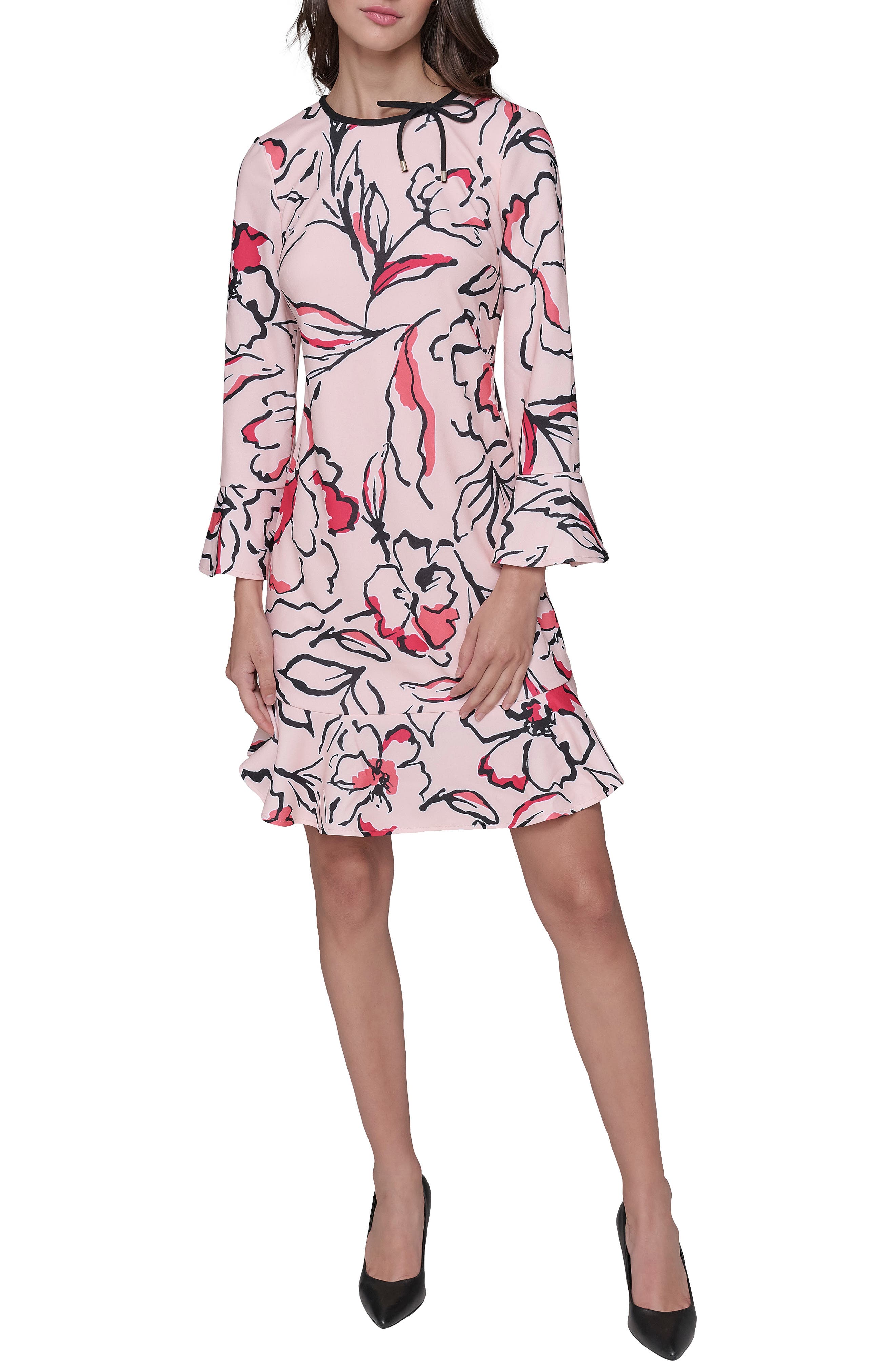 KARL LAGERFELD PARIS Scuba Crepe A-Line Dress