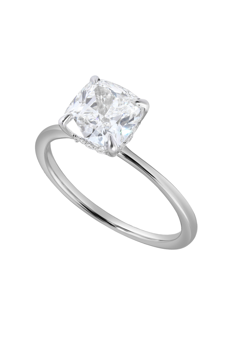 Catherine 14K Gold 2.1 Ct Cushion Lab Grown Diamond Engagement Ring, Alternate, color, 14K White Gold