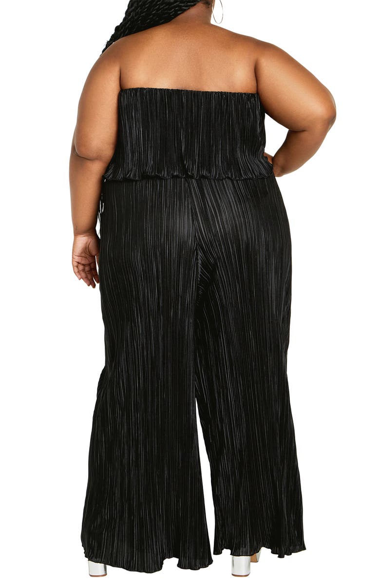 City Chic Hailee Strapless Plissé Jumpsuit, Alternate, color,