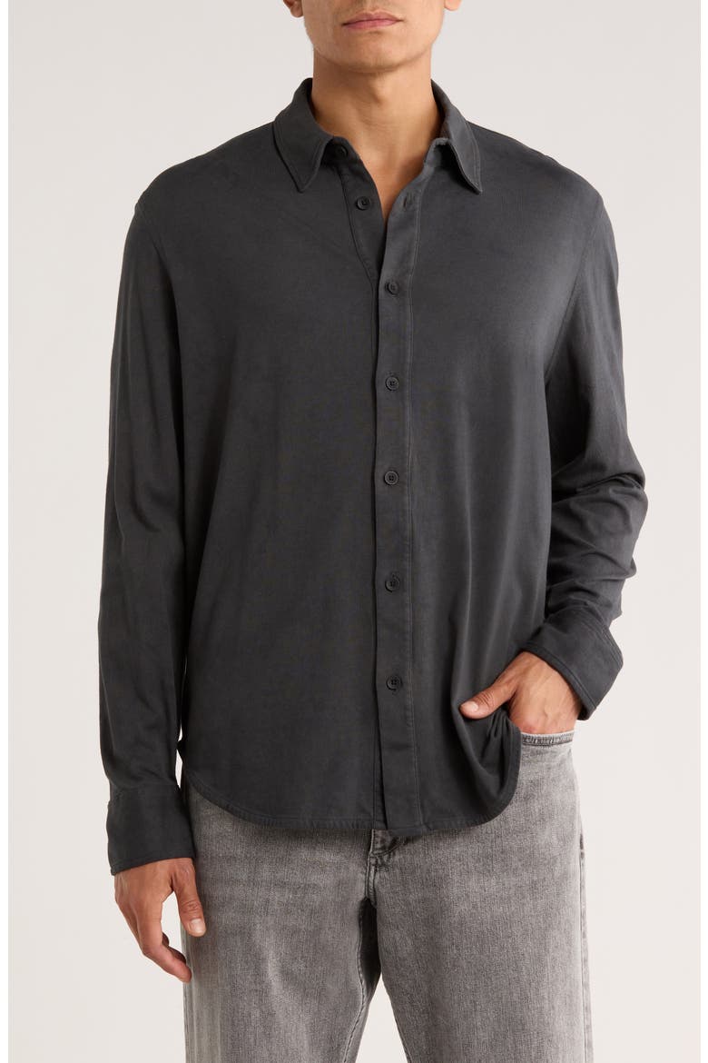 Tomas Washed Button-Up Shirt, Main, color, BLACK