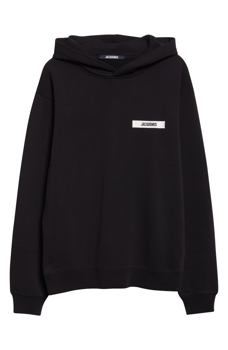 Jacquemus Le Hoodie Gros Grain Cotton Hoodie, Alternate, color, Black