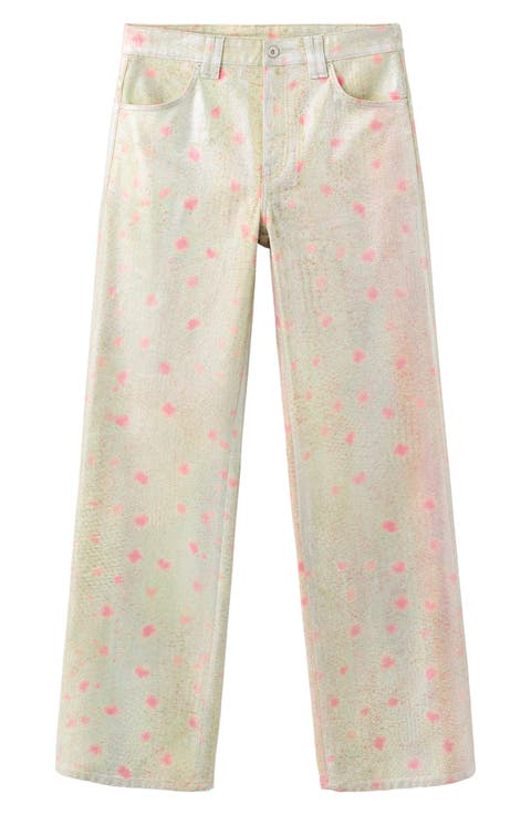 Print Foil Straight Leg Jeans