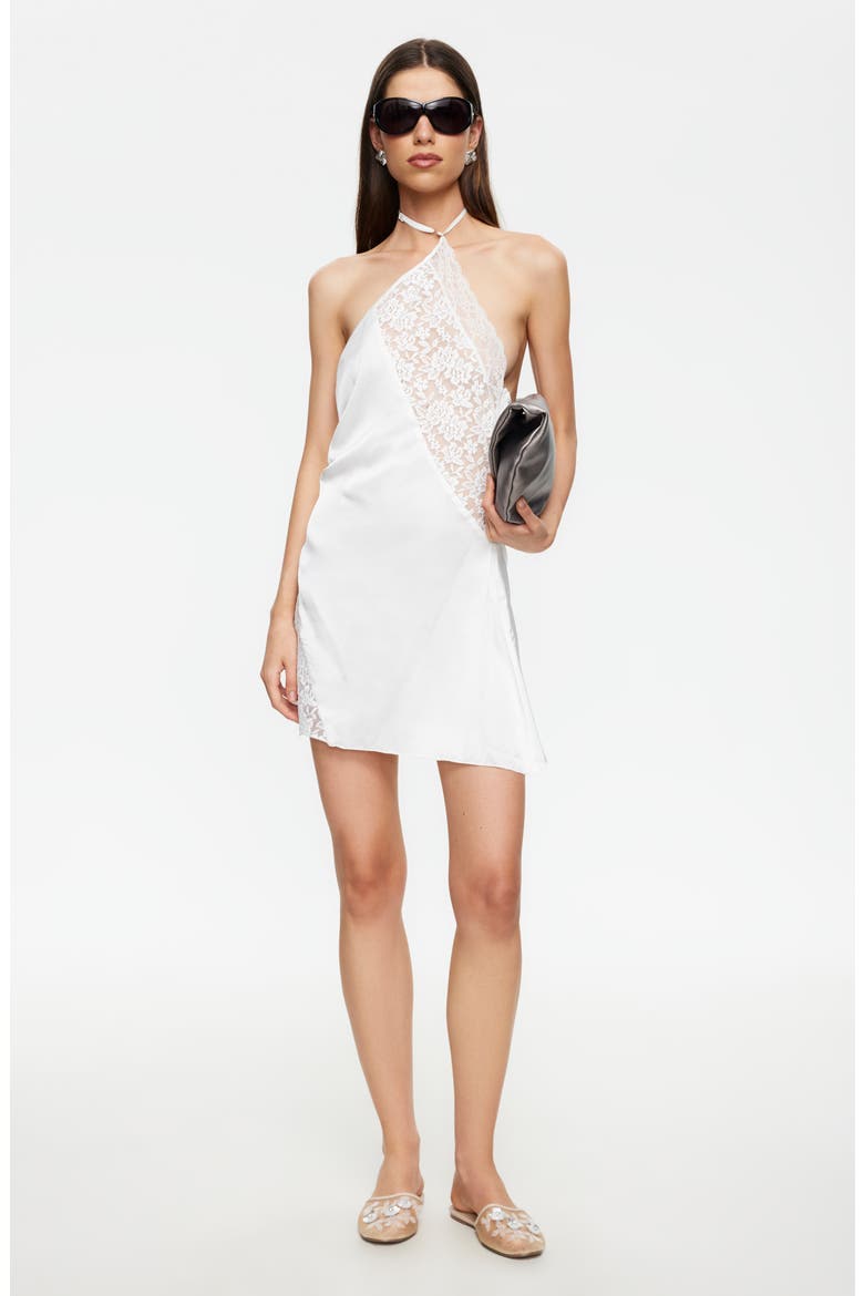 Amore Lace Inset Halter Minidress, Alternate, color, MOONLIGHT