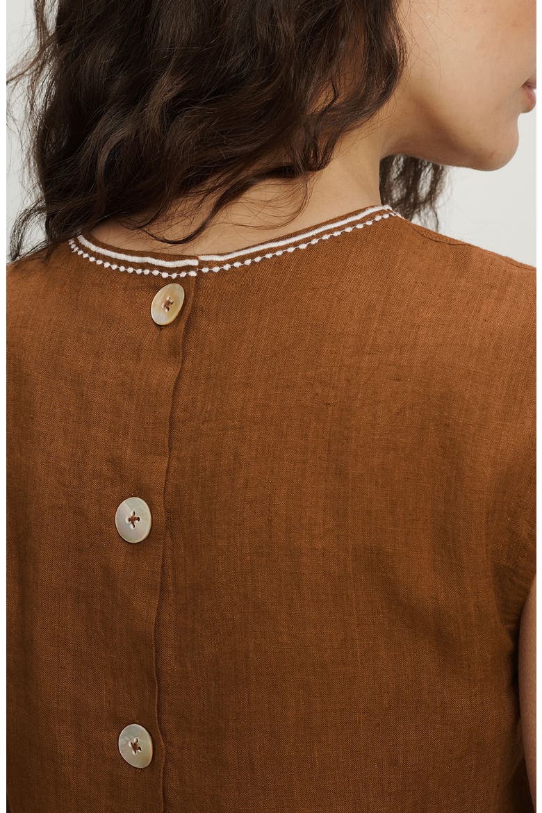 Kessan Embroidered Crop Linen Top, Alternate, color, DEEP OCHRE