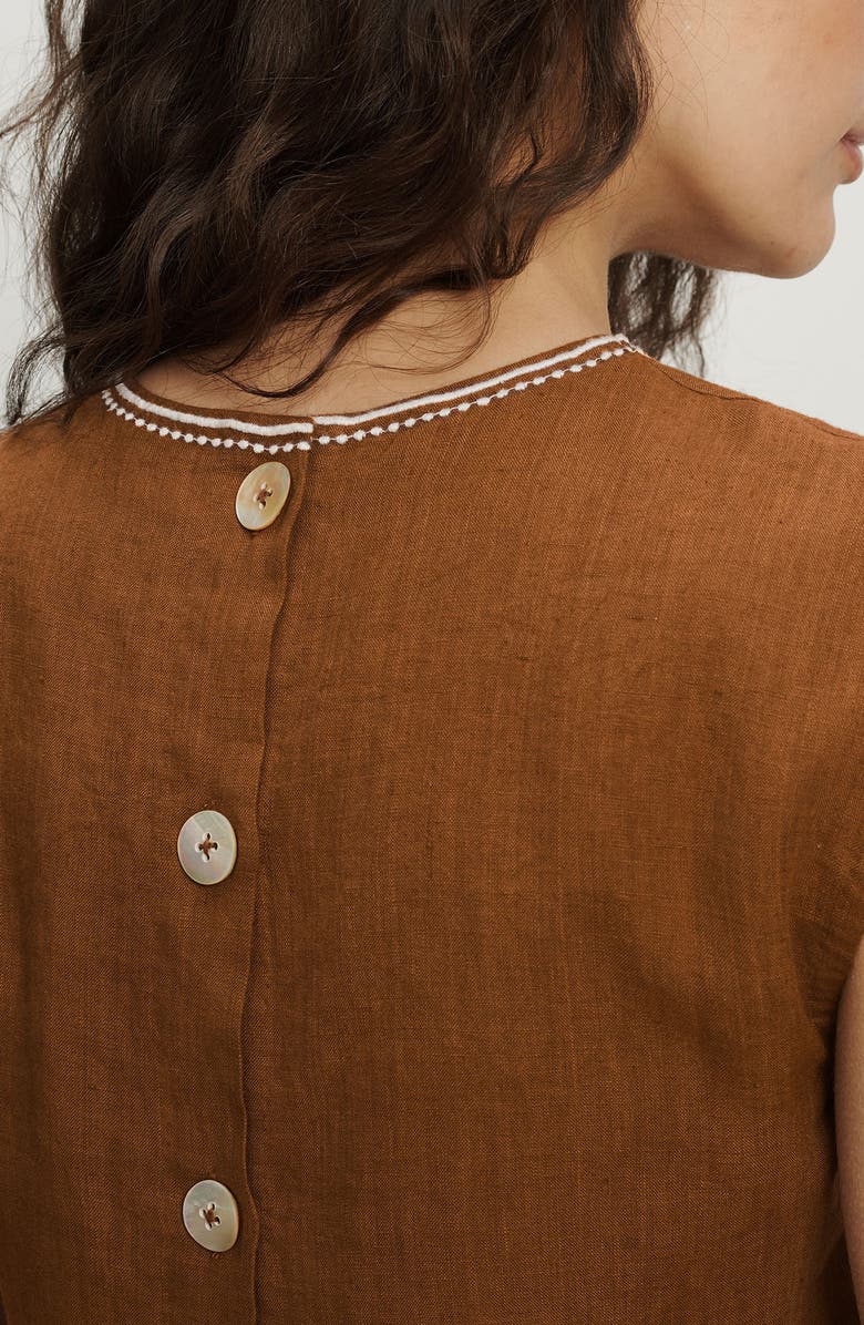 Veronica Beard Kessan Embroidered Crop Linen Top, Alternate, color, Deep Ochre