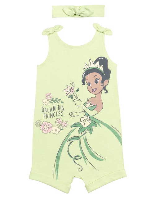 Disney Princess Sleeveless Romper Headband Set In Green