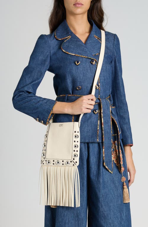 Valentino Garavani Small Nellcôte Fringe Stud Crossbody Bag In I16 Light Ivory