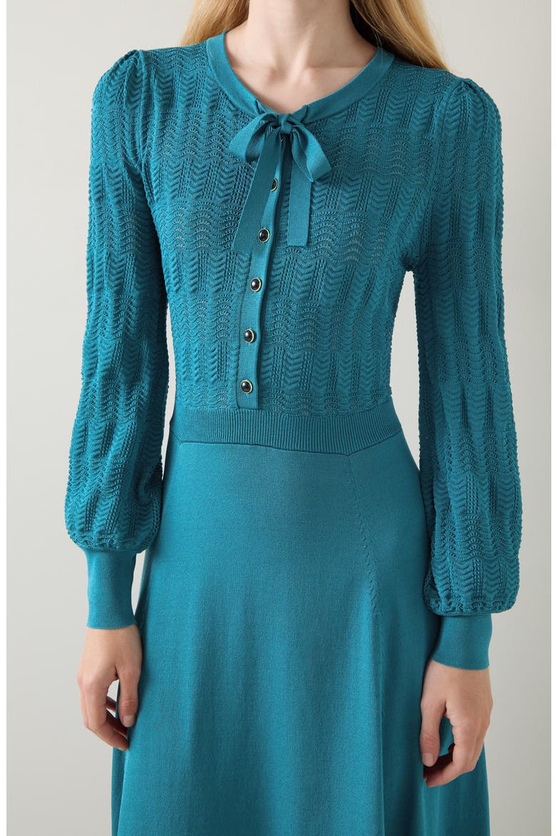 Susannah Long Sleeve Sweater Dress, Alternate, color, DARK TEAL