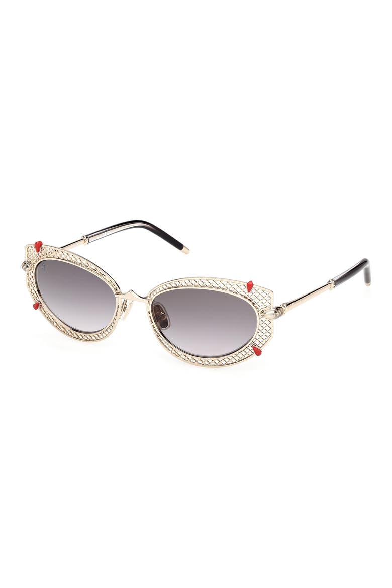 54mm Oval Sunglasses, Alternate, color, PALE GOLD / ZEISS SMOKE LENS