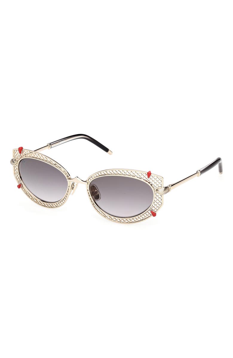 Christian Louboutin 54mm Oval Sunglasses, Alternate, color, Pale Gold / Zeiss Smoke Lens
