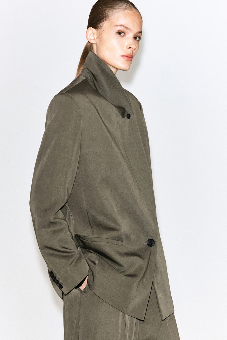 Fluid Shawl-collar Blazer, Alternate, color, DARK BEIGE