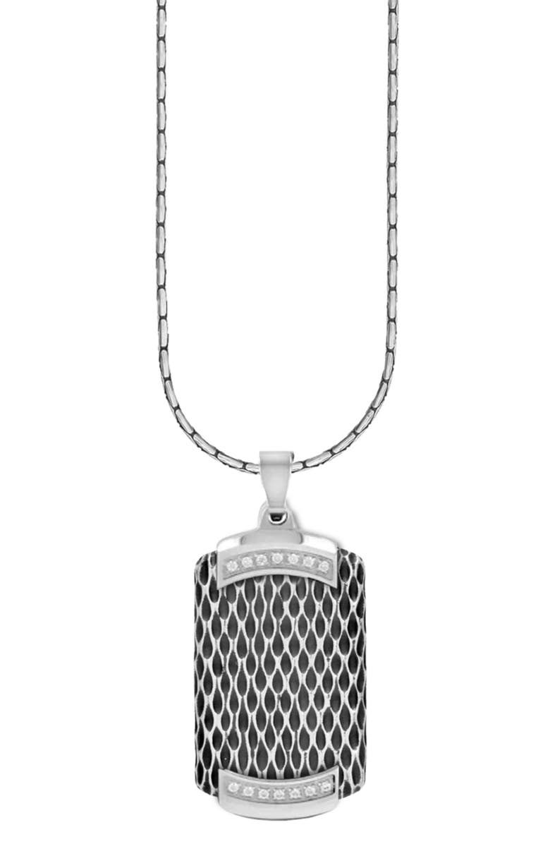 AMERICAN EXCHANGE Stainless Steel Crystal Dog Tag Necklace, Main, color, Silver/ Silver