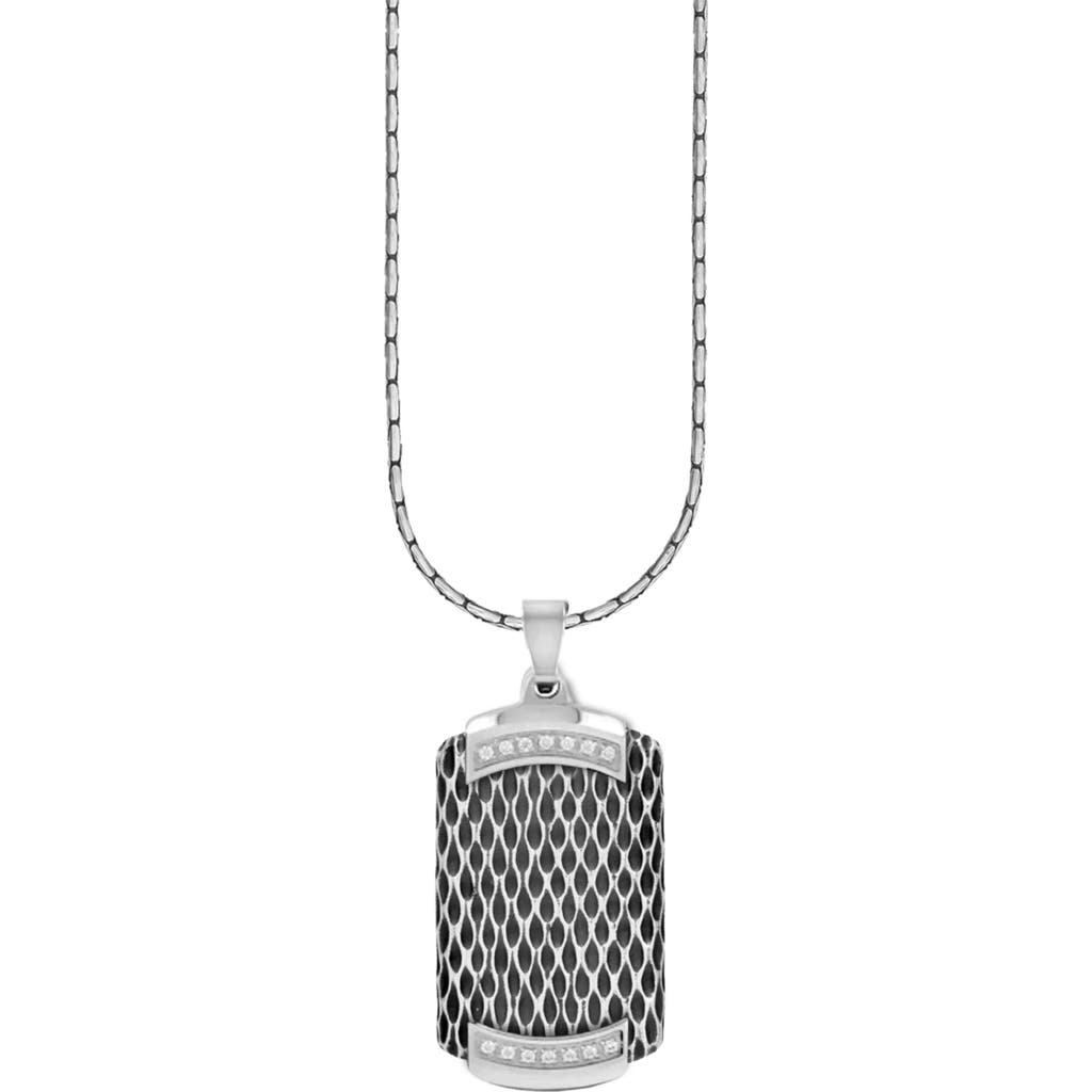 American Exchange Stainless Steel Crystal Dog Tag Necklace In Silver/silver