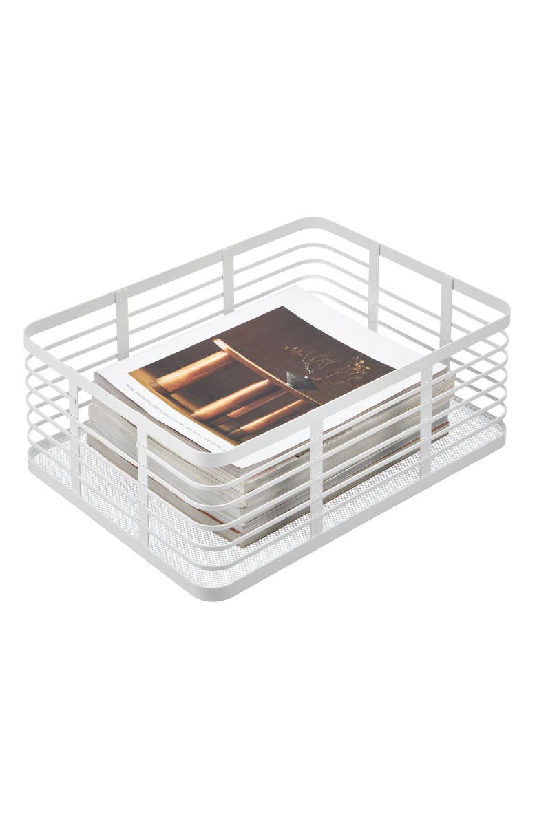 mDesign Metal Pantry Basket with Handles - Set of 2 - Matte White, Alternate, color, Matte White