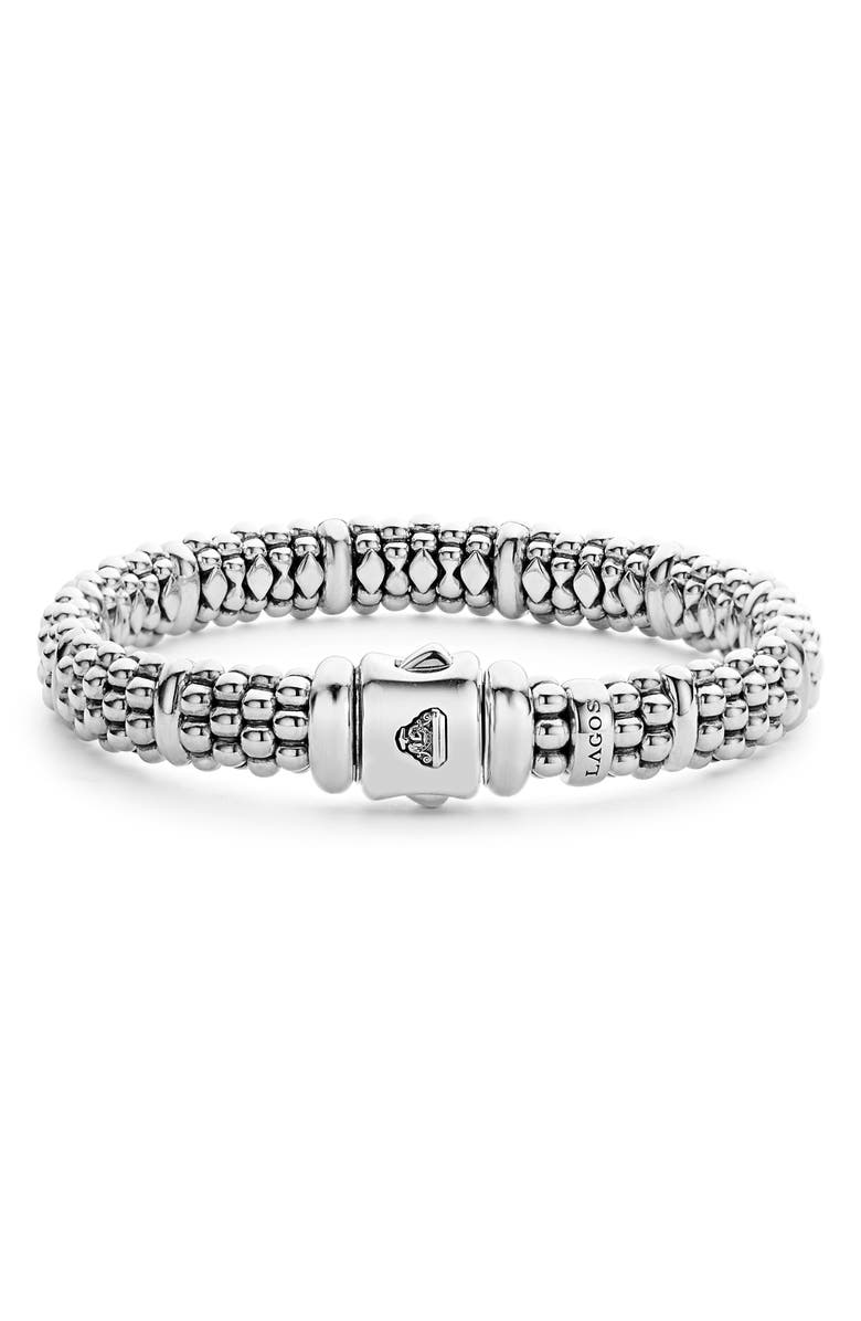 LAGOS Oval Rope Caviar Bracelet, Alternate, color, Silver
