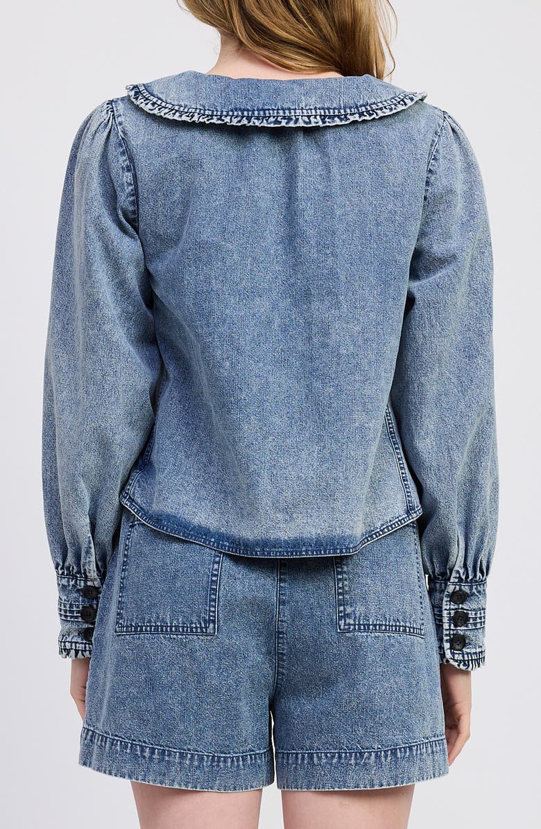 JACQUIE THE LABEL Elodie Split Neck Denim Top, Alternate, color, Vintage Blue