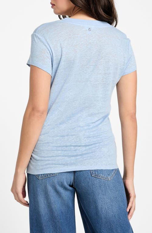 Guess Lindsey V-neck Linen T-shirt In Blue