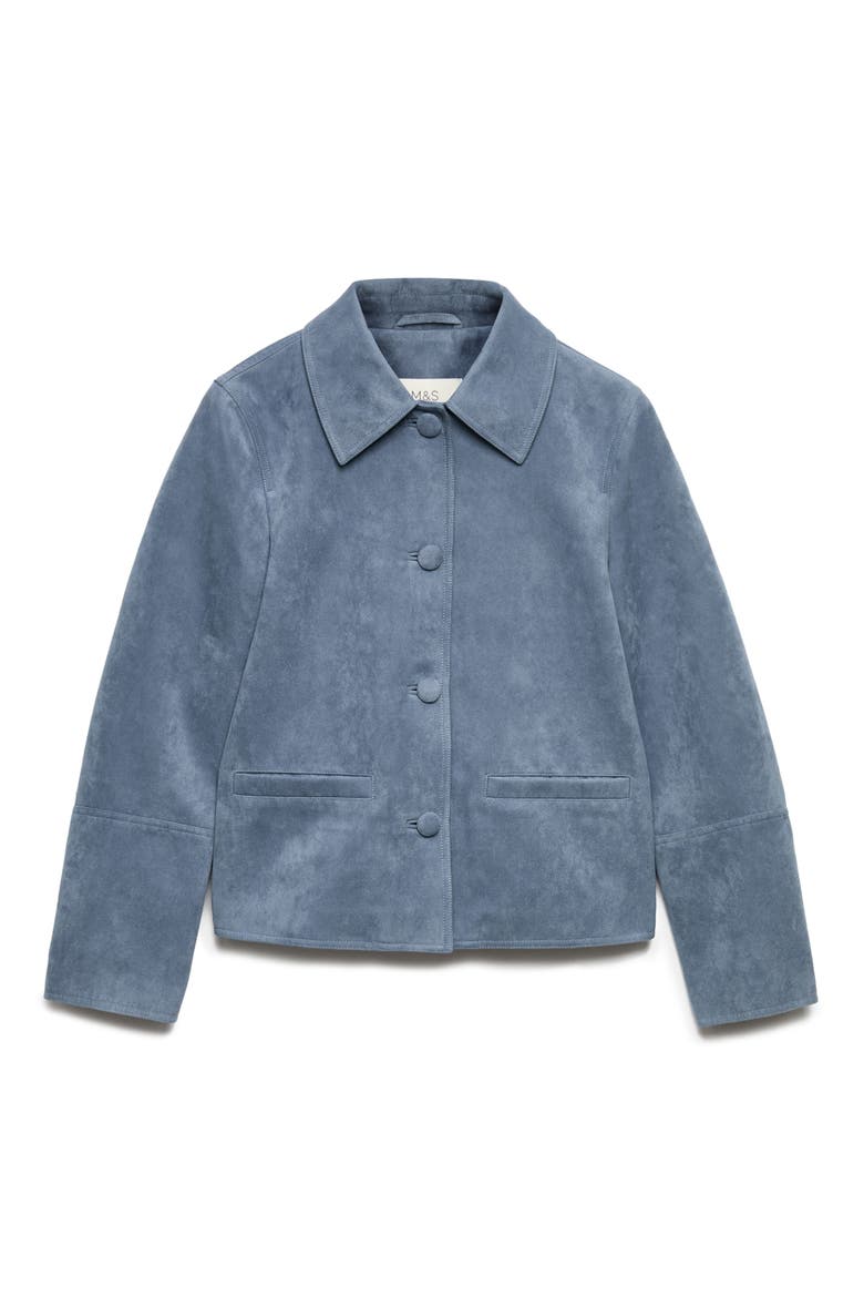 Faux Suede Jacket, Alternate, color, GREY BLUE