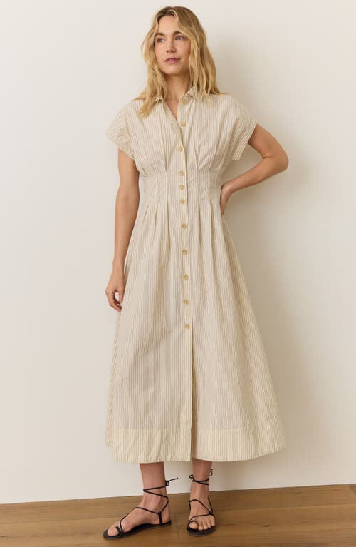 Marine Layer Marina Layer Nova Midi Shirt Dress In Cream/navy Stripe