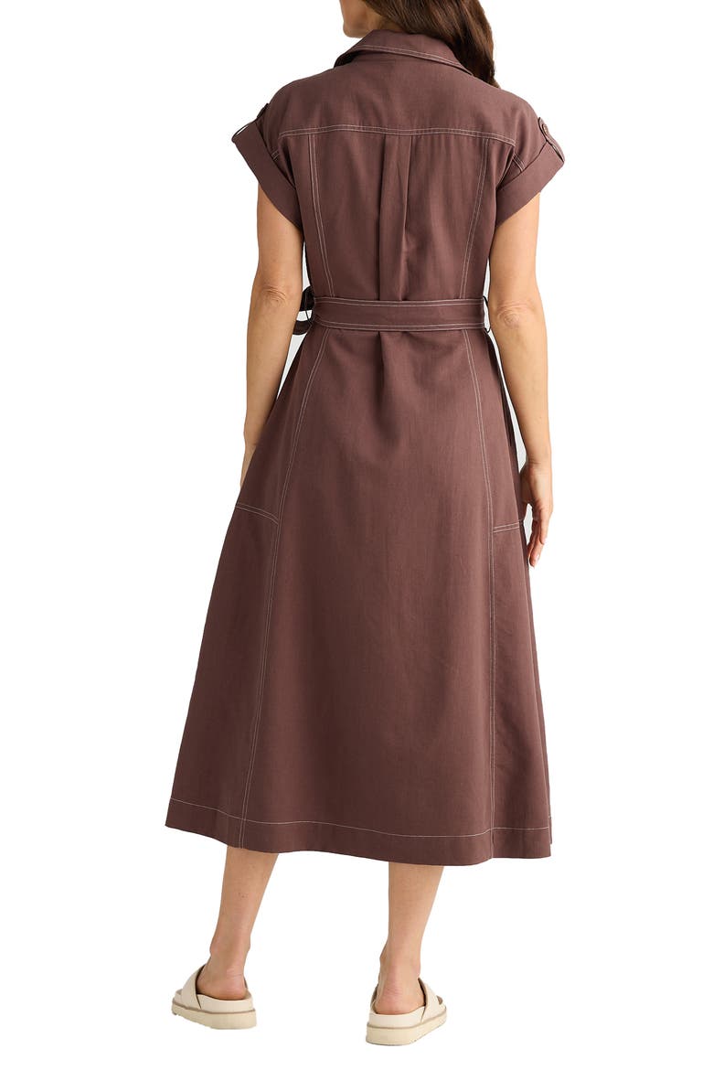 Portia Cotton Blend Maxi Shirtdress, Alternate, color, CHOCOLATE