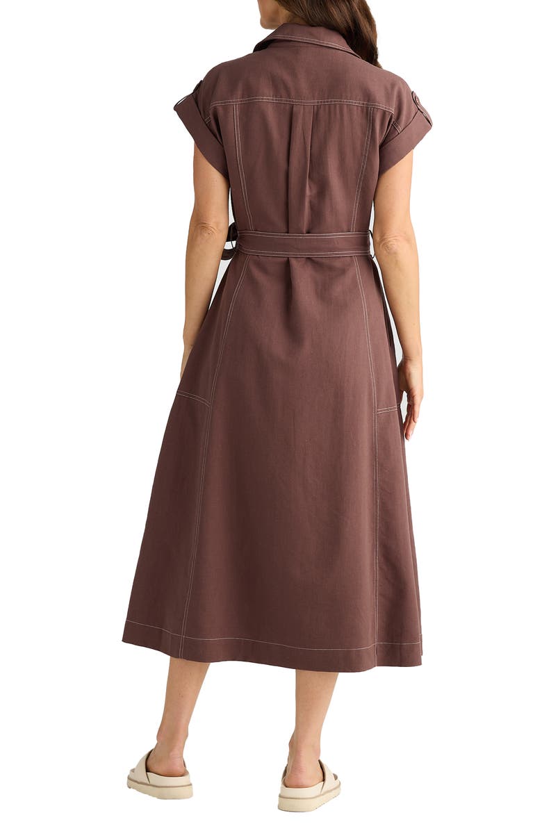 Brave+True Portia Cotton Blend Maxi Shirtdress, Alternate, color, Chocolate