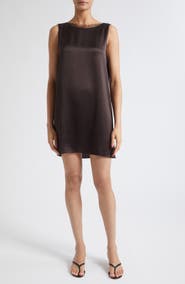 LESET Barb Lace Detail Satin Minidress