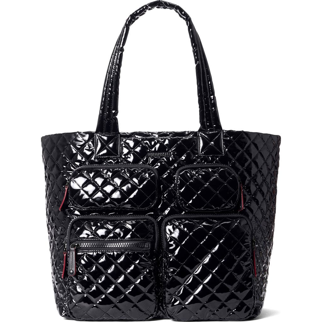 Mz Wallace Large Metro Quilted Nylon Travel Tote In Black