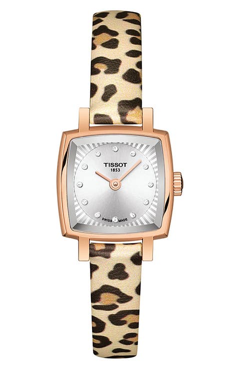 Lovely Wild Diamond Leather Strap Watch, 20mm