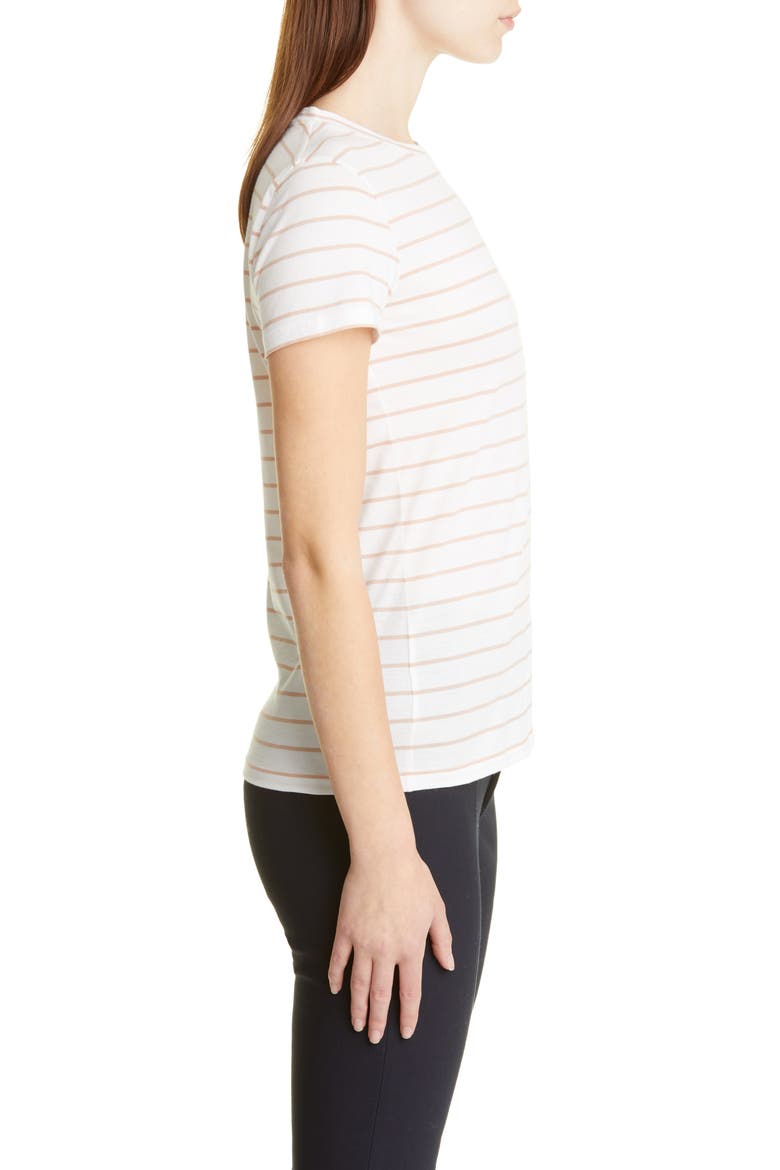 Essential Stripe Pima Cotton Crewneck Tee, Alternate, color, OFF WHITE/MORNING PINK