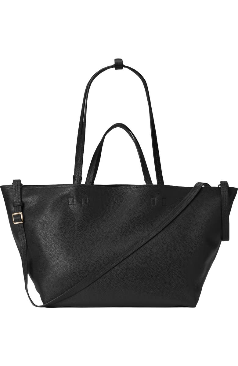 HYER GOODS Leather Mercato Soft Tote, Main, color, Black