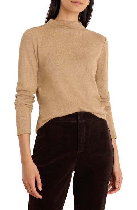 Everyday Sparkle Ruched Mock Neck Sweater