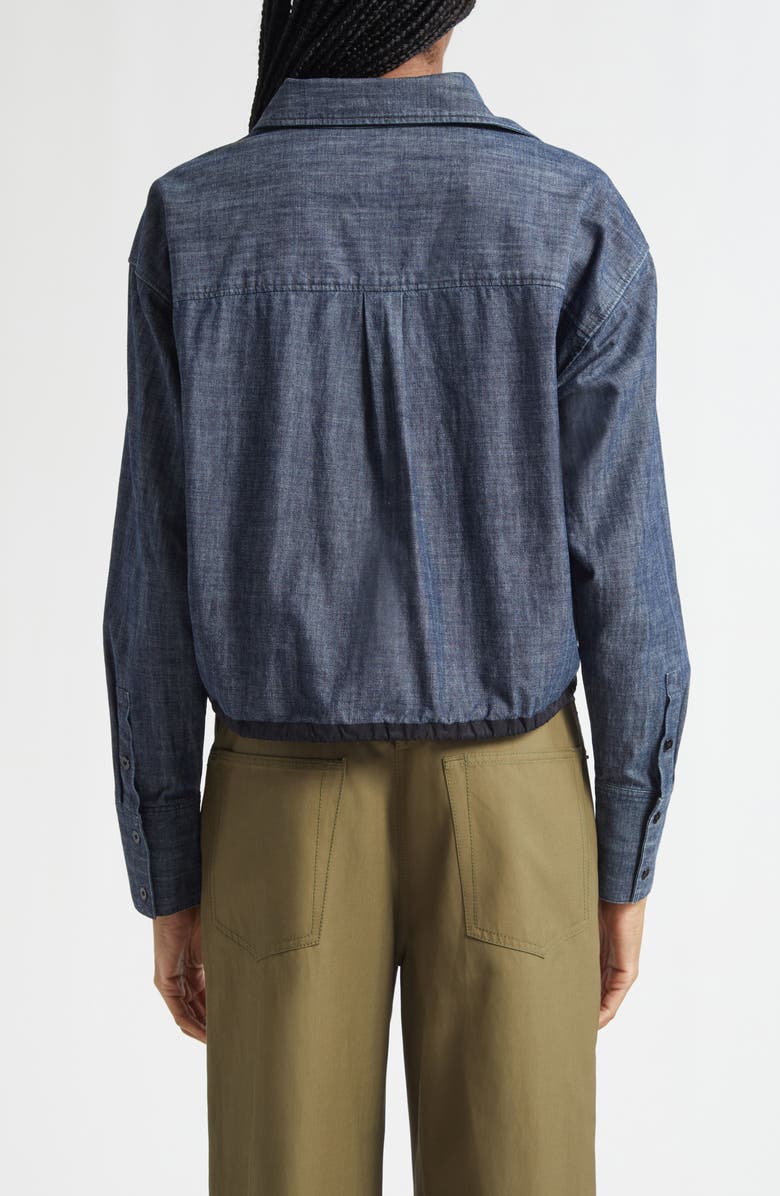 3.1 Phillip Lim Drawcord Hem Denim Button-Up Shirt, Alternate, color, Washed Indigo