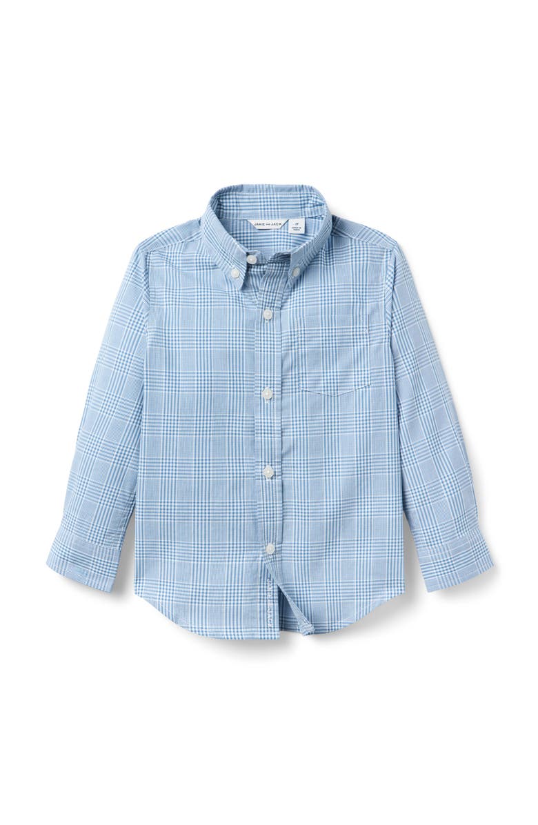 Janie and Jack Plaid Poplin Shirt, Main, color, Blue