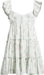 BP. Floral Flutter Sleeve Cotton Blend Mini Sundress